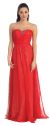 Strapless Pleats & Sequins Long Formal Evening Prom Dress in Red